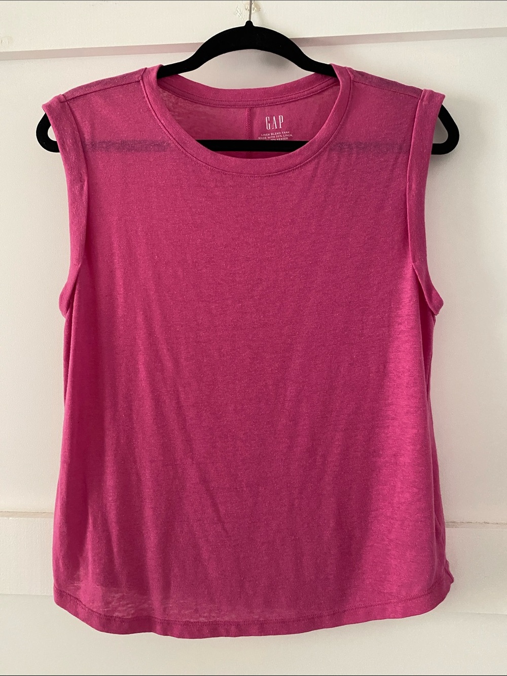 GAP Linen Blend Women's Rolled Cap Sleeveless Tank Top - Pink